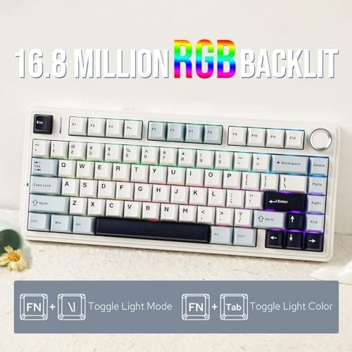 EPOMAKER x Aula F75 Gasket Mechanical Keyboard, 75% Wireless Hot Swappable Gaming Keyboard with Five-Layer Padding&Knob, Bluetooth/2.4GHz/USB-C, RGB (Light Blue, LEOBOG Reaper Switch)