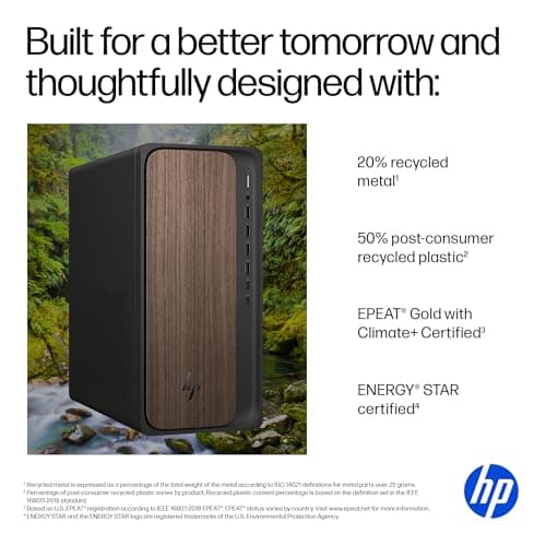 HP OmniDesk Desktop PC, Intel Core Ultra 7 265, 32 GB RAM, 2 TB SSD, Intel Graphics, Windows 11 Home, Microsoft Copilot, Dark Wood, M03-0060 (2025)