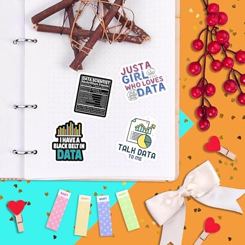 BulbaCraft Data Science Stickers for Water Bottle and Laptop - Data Science Party Favors & Decorations, Waterproof Vinyl Decals, Tech and Coding Stickers, Gifts for Women & Men