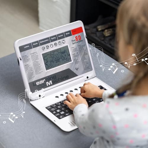 LESHITIAN Kids Laptop - 80 Learning Modes to Learn Alphabet, Words, Mathematics, Play Games and Music - Toy for Children Ages 5+