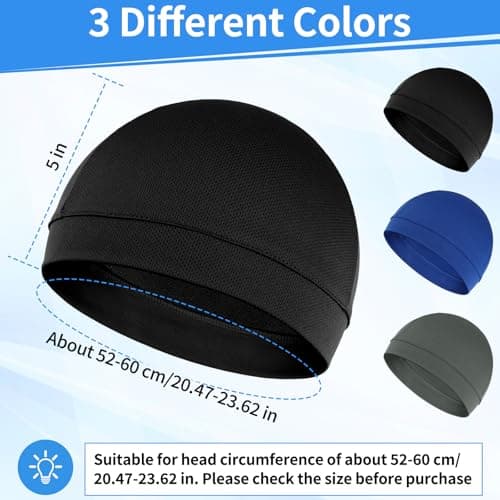 3 pcs Skull Caps, Lightweight Helmet Liner, Breathable Cycling Cap, Cooling Sweat Beanie for Men Women Running Cycling