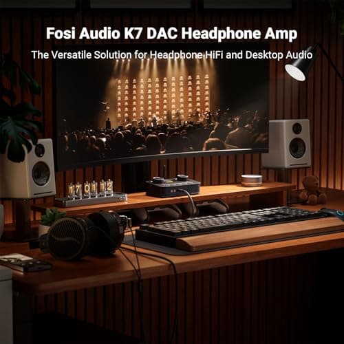 Fosi Audio K7 DAC Headphone Amp, Desktop USB C Digital to Analog Audio Converter for Workspace and Gaming PC PS5, Optical/Coaxial/Bluetooth aptX HD LL/Microphone Input, 3.5mm/4.4mm Balanced/RCA Output