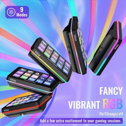 Fifine AmpliGame Stream Controller with 15 Macro Keys, Streaming Keyboard with Trigger Actions in OBS/Twitch/YouTube/Streamlabs, Shortcut Buttons Keypad Works with Mac and PC-D6