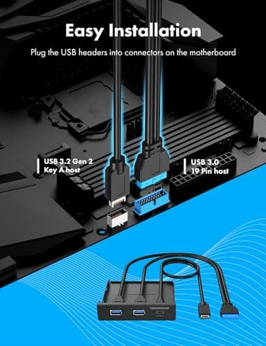 GRAUGEAR 3.5 Inch Front Panel USB Hub, Internal USB Hub with 20Gbps USB3.2 Gen2 USB-C and USB 3.0 Ports, USB3.2 Type-E Key-A 20-Pin Header & USB3.0 Header Required, Fits 3.5" PC Computer Case [G-MP01]