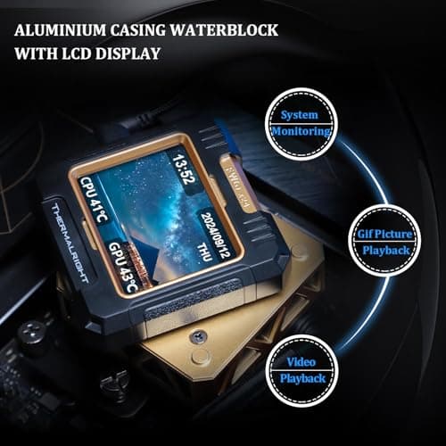 Thermalright FW360 Black ARGB CPU AIO Cooler,PC 360 Specification Water Cooler System,IPS LCD Screen with 320x240 Resolution,for AM5&Intel LGA1700/1851,CPU Cooler Comes with 2.4-inch LCD Display