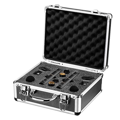 NEEWER 2-Pack Pencil Stick Condenser Mic with Interchangeable Omni Cardioid and Super Cardioid Capsules Foam Windscreens Mic Clip and Carrying Case for Acoustic Woodwind Instruments