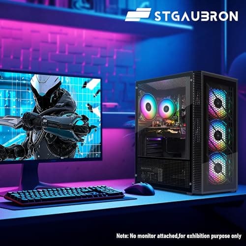 STGAubron Gaming PC Computer Desktop, Intel Core i7 up to 3.9G, Radeon RX 590 8G, 32G RAM, 1T SSD, 600M WiFi, BT 5.0, RGB Fan x 4, Windows 10 Home