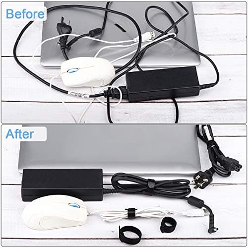 60 PCS 6 Inches Reusable Cable Ties, Adjustable Cord Straps, Cable Organizer, Cord Wrap and Hook Loop Cords Management - Black