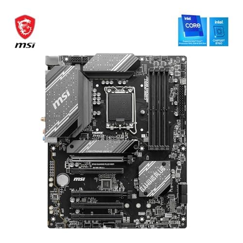 MSI B760 Gaming Plus WiFi V1 Motherboard, ATX - Supports Intel 14th, 13th & 12th Gen Core Processors, LGA 1700 - DDR5 Memory Boost 6800+MHz/OC, 2 x PCIe 4.0 x16, 2 x M.2 Gen4, 2.5G LAN, Wi-Fi 6E