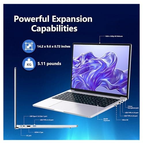 Gaming Laptop Computer - FHD 1920x1200 IPS 16:10 Screen, Core i5(Up to 3.5GHz) Quad-Core, 12GB RAM/512GB SSD, Aluminum Body, WiFi + USB 3.2/HDMI/Type-C, Slim Laptop