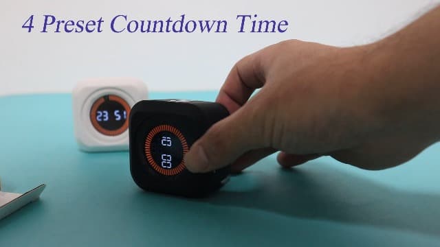 Rotating Cube Visual Timer 5, 25, 10, 50 Min Preset + Custom Countdown, Rechargeable Desk Productivity Flip Timer w/Silicone Case, Silent Mode, Ideal for ADHD Tool Study Work Kitchen School (Black)