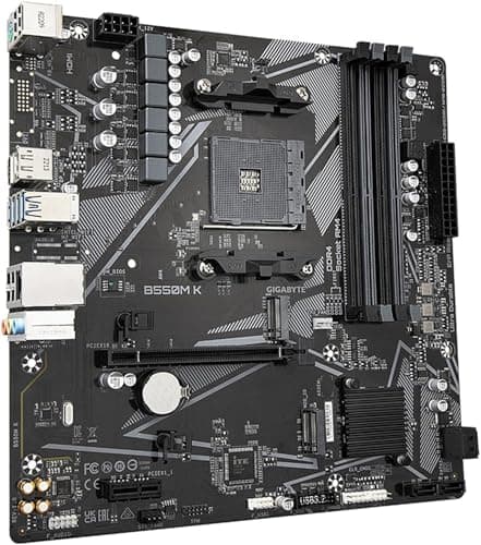 Micro Center AMD Ryzen 5 5500 Desktop Processor with GIGABYTE B550M K Motherboard (Micro-ATX, DDR4, Dual M.2, SATA 6Gb/s, PCIe 4.0)