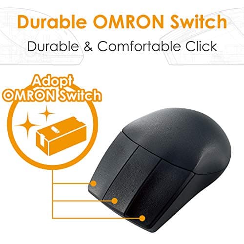 ELECOM -Japan Brand- Wireless 2.4GHz Connection, Basic 3D-CAD Mouse, No Scroll Wheel, 3 Button Computer Mouse with Smooth Optical Tracking, Blue LED, 600/1200 DPI, for Windows/Mac (M-CAD01DBBK)