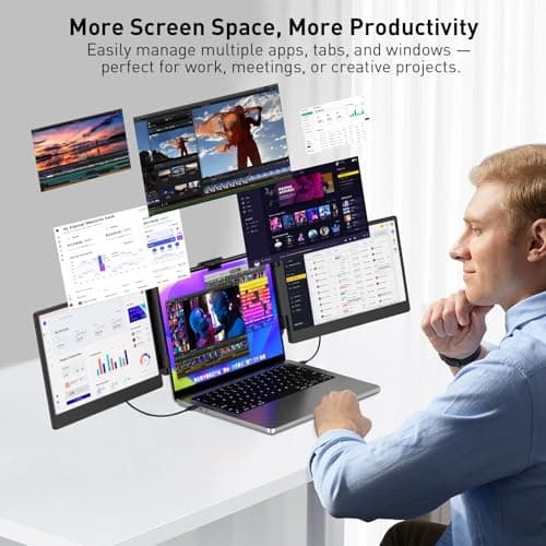 Laptop Screen Extender – 14" Portable Monitor for Laptop, Full HD 1080P IPS Display, USB-C & HDMI, Dual Speakers, 72% Color Gamut, for Work, Travel, Gaming