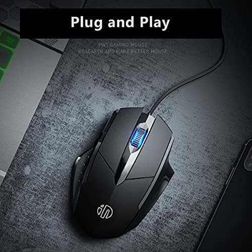 USB Computer Mouse Wired, Silent Click Corded Mouse 3-Button Wired Optical Mouse, Office and Home Mice, Ergonomic Shape for Windows Computers, Macs, iPad, PC and Laptops