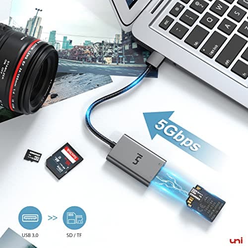 uni SD Card Reader, High-Speed USB 3.0 to Micro SD Card Adapter, Aluminum Computer Memory Card Reader Dual Slots, for SD/SDXC/SDHC/MMC/Micro SDXC/TF/Micro SDHC | Laptop, PC, and More