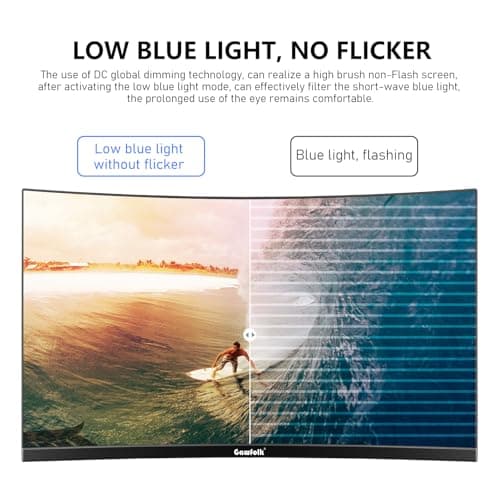 24.5 Inch Gaming Curved Monitor Built-in Speakers, 3000R 120Hz PC Screen Full HD 1080P, HDMI 2.0, VGA, Wall Mount Compatible 75 * 75mm