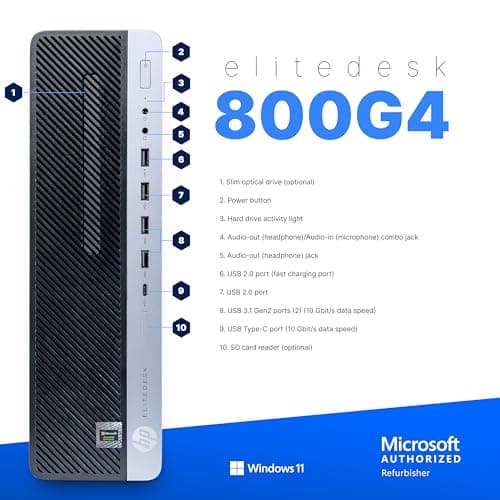 HP EliteDesk 800G4 PC | Windows 11 Pro | Intel i5-8500 | 16GB RAM 1TB SSD | New Dual 24" LCDs | RGB Speakers | Home or Office Computer | Internal WiFi 6 AX200 + BT (Renewed)