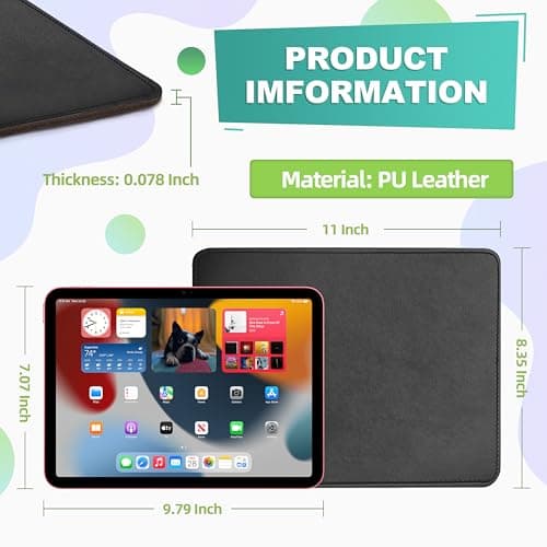Mouse Pad, PU Mouse Pad，Leather Mouse Pad with Stitched Edge Micro-Fiber Base with Non-Slip Waterproof，Mouse Pad for Computers，Laptop, 8x11Inch (Black)