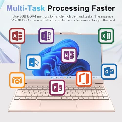 14'' Student Laptop Computer,1080P FHD Display,8GB RAM,512GB SSD,N5095 CPU College Student Pink Laptop,Numeric Keypad,256GB TF Card,Webcam, 5GWiFi, HDMI,Pink