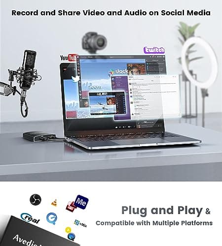 4K HDMI Video Capture Card, avedio links Video Capture Card 1080P 60FPS,USB C/A 3.0 Game Capture Card for Streaming Works for PS5 PC Switch Camera OBS (Black)