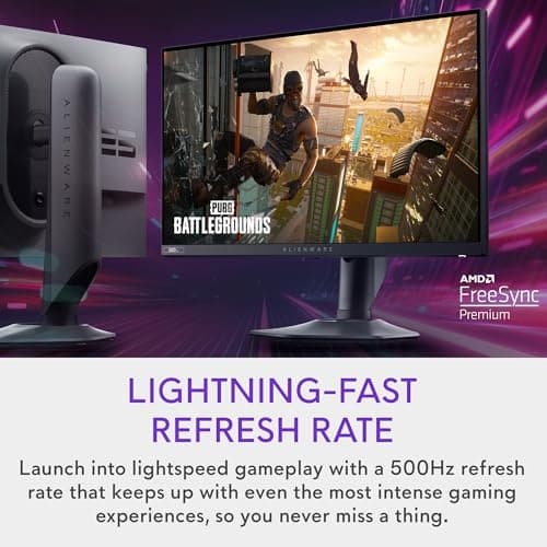 Alienware AW2524HF Gaming Monitor - 24.5-inch (1920x1080) 500Hz (Overclock) 0.5ms Display, Height/Tilt/Swivel/Pivot Adjustability, 3yr Advanced Exchange-Black