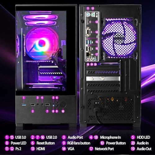 LXZ Desktop PC AMD Ryzen 7-5700G 8 core 3.9GHz, 16G DDR4 RAM, 512GB NVME SSD, Tower Computer with 400W Power Supply for Home and Office (Black)