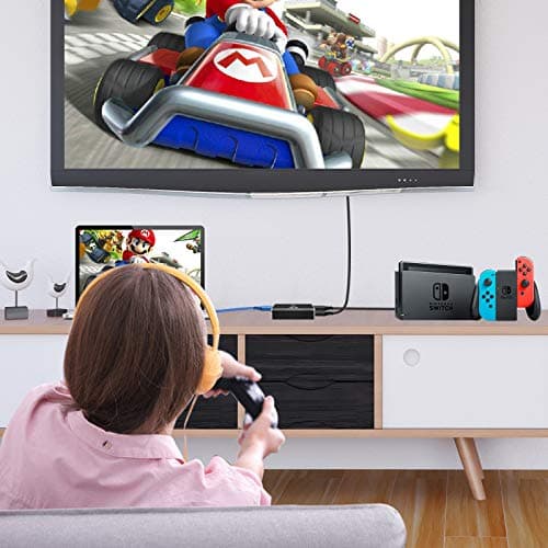 Capture Card, Audio Video Capture Card with Microphone 4K HDMI Loop-Out, 1080p 60fps Video Recorder for Gaming/Live Streaming/Video Conference, Works for Nintendo Switch/PS4/OBS/Camera/PC