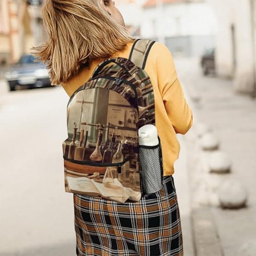 Vintage Chemistry Lab Backpack for Men Women Daypack Carry On Backpack for Travel Business Work Laptop Bag