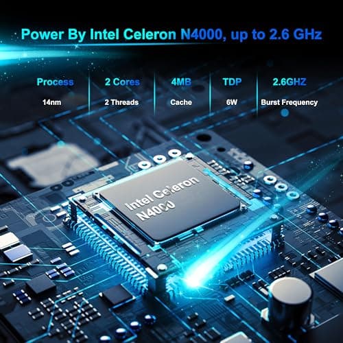 Laptop Computer, 14 inch Laptop Dual-Core Cerelon N4000 6GB RAM 128GB SSD Portable Laptop, 1366x768 IPS Display Fanless Design Laptop PC, WiFi 2.4/5G, BT 5.0, USB 3.0, Mini HDMI, Include USB-C Hub