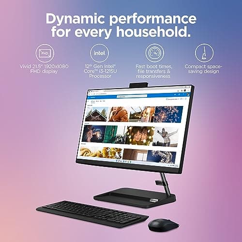 Lenovo IdeaCentre AIO 3i - All in One Desktop - PC Computer - Mouse & Keyboard Included - 21.5" FHD Display - Windows 11-8GB Memory - 256GB Storage - Intel Core i3-1215U