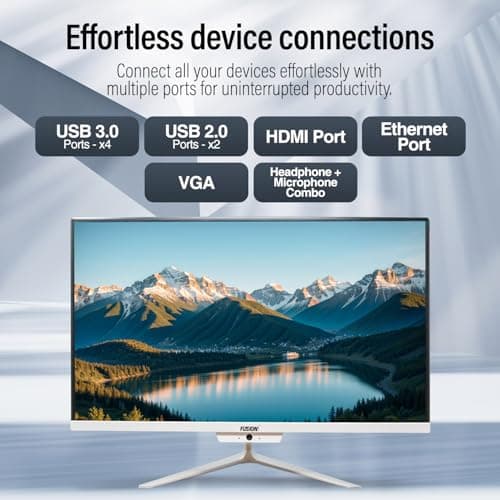 23.8" Full HD All-in-One Desktop Computer - 16GB RAM, 512GB SSD, Intel 13th Gen, Windows 11, Dual-Band WiFi, HDMI, USB 3.0, FHD IPS Display - AIO PC with Wireless Keyboard, Mouse, 2MP Camera