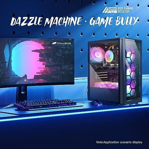 STGAubron Gaming PC Computer Desktop, Intel Core i7 up to 3.9G, GeForce RTX 2060 Super 8G, 32G Ram, 1TB SSD, WiFi, BT 5.0, RGB Fan x6, RGB BT Sound Bar & Headset Mic, Windows 10 Home