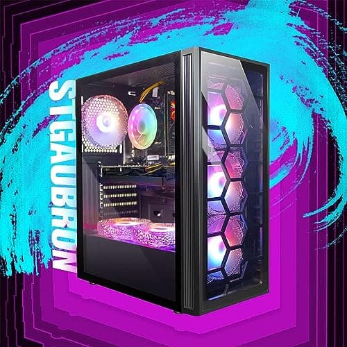 STGAubron Gaming PC Computer Desktop, Intel Core i7 up to 3.9G, GeForce RTX 2060 Super 8G, 32G Ram, 1TB SSD, WiFi, BT 5.0, RGB Fan x6, RGB BT Sound Bar & Headset Mic, Windows 10 Home