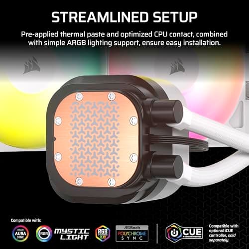 CORSAIR Nautilus 360 RS ARGB Liquid CPU Cooler – 360mm AIO – Low-Noise – Direct Motherboard Connection – Daisy-Chain – Intel LGA 1851/1700, AMD AM5/AM4 – 3X RS120 ARGB Fans Included – White