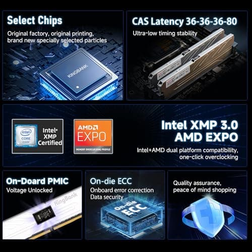 Computer Desktop Memory Ram DDR5 32GB(2x16GB) 6000MT/s CL36 1.35V Overclocking XMP 3.0 & AMD Expo with Heatsink for PC Gaming/Office/PS,Silver