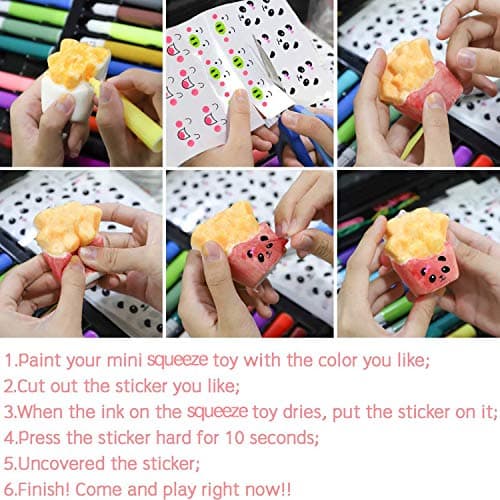 WATINC Random 10 Pcs DIY Squeeze Toys Cream Scented Kawaii Simulation Lovely Toy Medium Mini Soft Food Squeeze Bread Toys Keychains, Phone Straps, Bonus Random Stickers