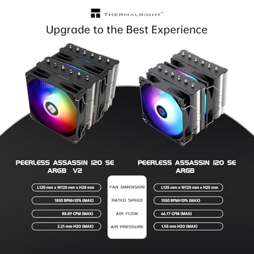 Thermalright Peerless Assassin 120 SE V2 CPU Air Cooler - 6 Heat Pipes AGHP GEN 5.0 Technology | 1850RPM PWM 120mm Fans, for Intel 1851/1700/115X/1200, AMD AM4/AM5