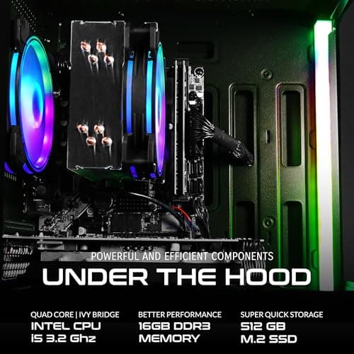 SAAV X1 Prebuilt Gaming PC Desktop with i5 3.4GHz CPU, 16GB RAM, GEFORCE GTX 750 GDDR5 GPU, 512GB NVME, WiFi 6, Bluetooth, Win 10, Mouse Keyboard, PC Gaming Computer Desktop, 1-Year Warranty