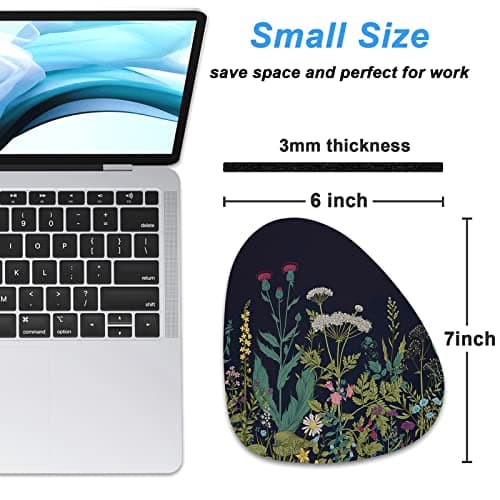 Rimilak Small Mouse Pad 6 x 7 Inch, Irregular Mini Mouse Pad with Non-Slip Rubber Base, Waterproof Compact Mouse Mat for Laptop Computer Wireless Mouse Keyboard Home Office Travel, Midnight Flowers