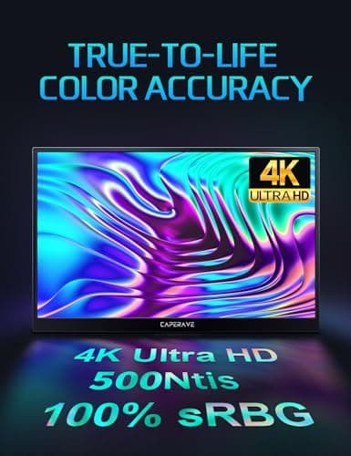 17.3" Portable 4K Monitor, 500 Nits, 3840 * 2160p, 100% Adobe RGB, Travel Monitor with Built-in Kickstand & Speakers, External for Laptop PC, Xbox, Switch, PS4/5