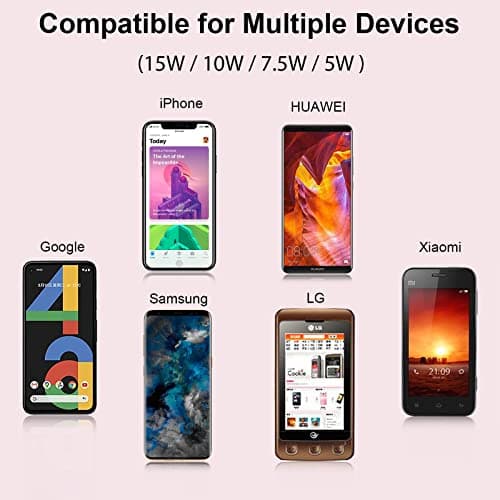 15W Wireless Charging Mouse Pad with Detachable Wrist Support and 20W Power Adapter, Fast QI Wireless Phone Charger Mouse Mat for iPhone 16/15/14/13/12/11/X and Samsung Multiple Devices (Pink)