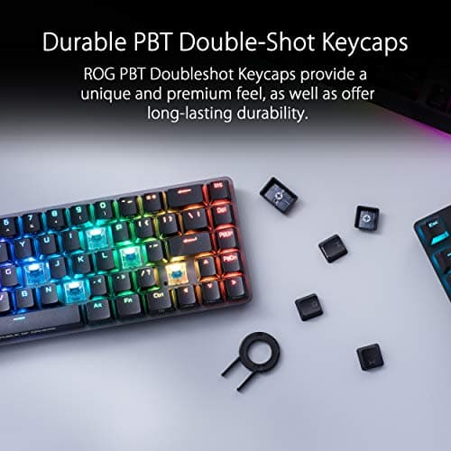ASUS ROG Falchion NX 65% Wireless RGB Gaming Mechanical Keyboard | ROG NX Red Linear Switches, PBT Doubleshot Keycaps, Wired / 2.4G Hz, Touch Panel, Keyboard Cover Case, Macro Support,Black