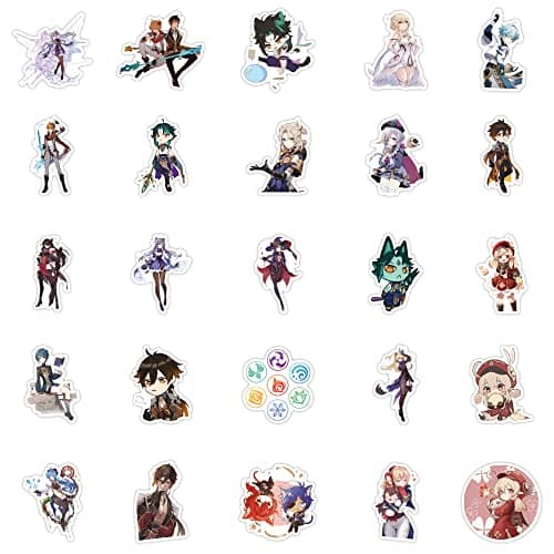 100Packs Genshin Impact Merch Stickers for Adults，Waterproof for Decals，Laptop Hydro Flask Water Bottle Car Cup Computer Guitar Skateboard Luggage Bike Bumper，Kids/Teens Genshin Impact Gift Card