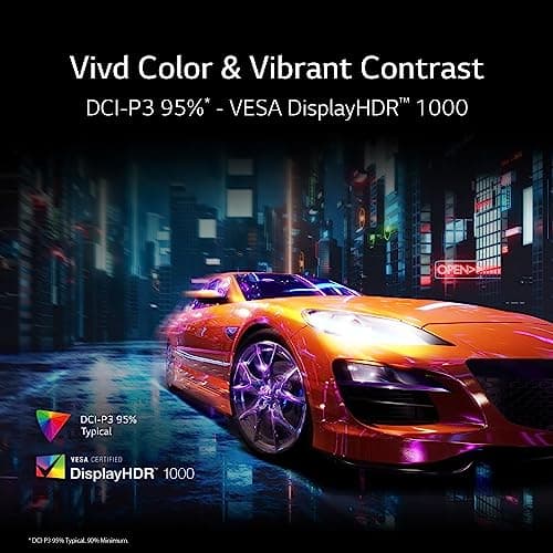 LG 49" UltraGear DQHD (5120x1440) Curved Gaming Monitor, 240Hz, 1ms, VESA DisplayHDR 1000, HDMI 2.1, DisplayPort, 4-Pole HP Out DTS HP:X, AMD FreeSync Premium Pro, Tilt/Swivel/Height Stand, Black