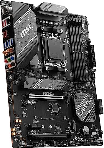 MSI B650 Gaming Plus WiFi Gaming Motherboard (AMD Ryzen 9000/8000/7000 Series Processors, AM5, DDR5, PCIe 4.0, M.2, SATA 6Gb/s, USB 3.2 Gen 2, HDMI/DP, Wi-Fi 6E, Bluetooth 5.3, 2.5Gbps LAN, ATX)