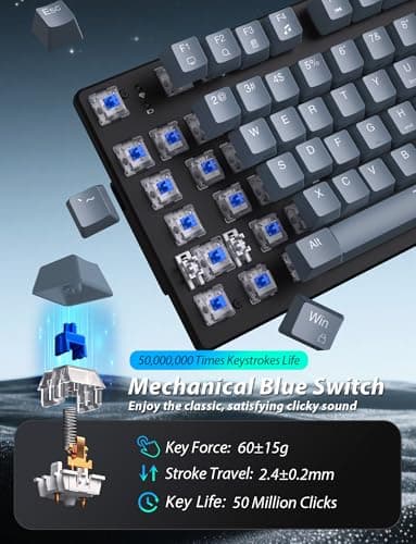Mechanical Gaming Keyboard and Mouse, LED Backlit 98-Key Floating Keycap & 4 DPI RGB Gaming Mouse with Mouse Pad, Full Anti-Ghost Light Up Wired Computer Keyboards for MAC PC Gamer Accessories, Gray