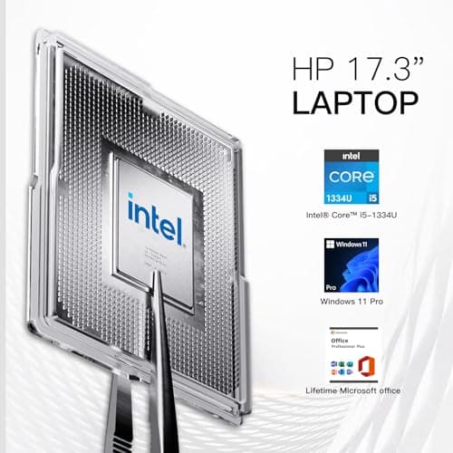 HP 17 Laptop Computer for Business and Students, Office Lifetime, 17.3" HD+ Display, Intel 10-Core i5-1334U, Fingerprint, Backlit KB, Win11 Pro, External DVD Drive, Numeric Keypad (64GB RAM | 2TB SSD)