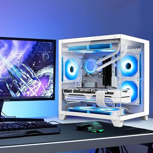 Panorama Gaming PC Desktop Computer - AMD Ryzen 7 5700G 3.8 GHz, RTX 4060 8GB, 32GB DDR4 RAM 3200, 1TB M.2 PCIE + 1TB SATA SSD, 650W PSU, 240mm AIO, Windows 11 Pro 64-bit, White