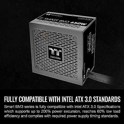 Thermaltake Smart BM3 650W 80Plus Bronze ATX 3.0 & PCIE 5.0 Ready Semi-Modular Power Supply; 105°C/221°F Japanese Capacitor; 5 Year Warranty; PS-SPD-0650MNFABU-3